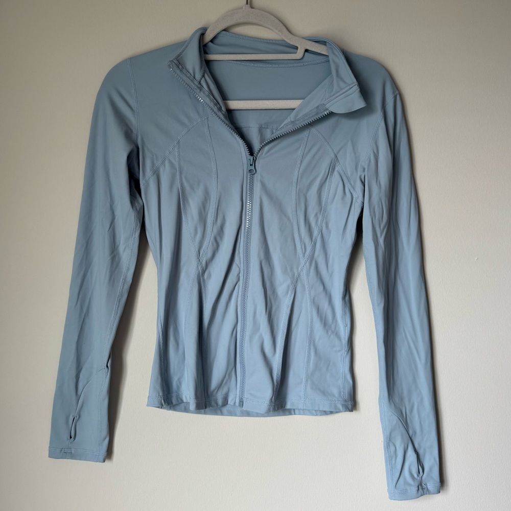 Women's Light Blue Zip-Up Top
